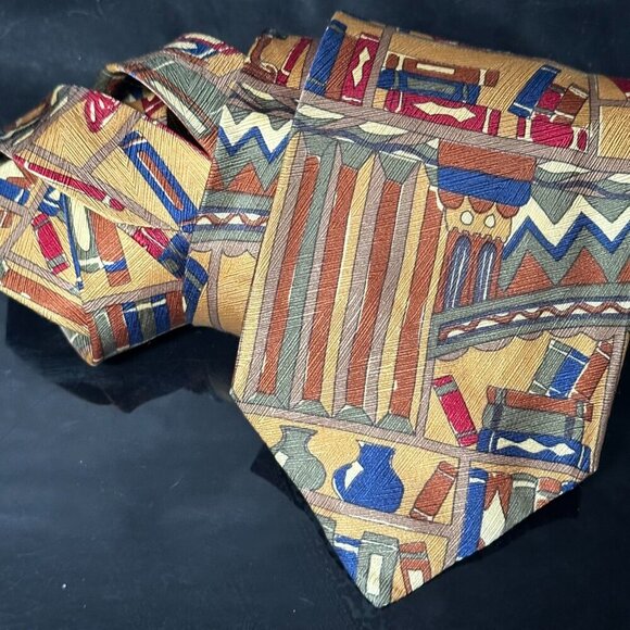 Missoni Library Books Silk Tie Necktie Neckwear EUC Jugs African Matisse Cubist - Picture 4 of 6